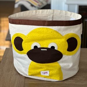 3 Sprouts Organic Kids’ Yellow Monkey Canvas Storage Bin